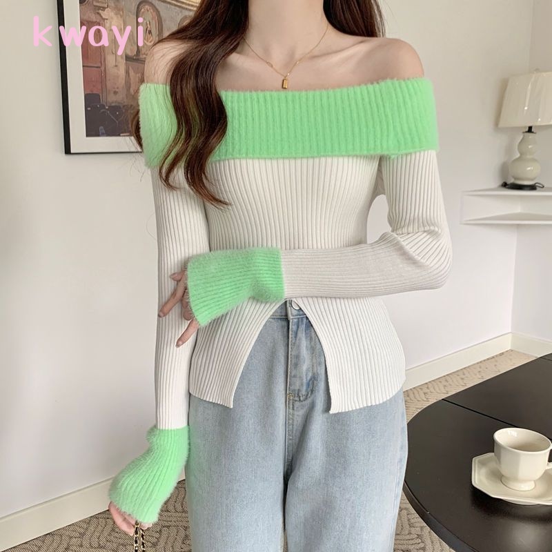 Kwayi Áo Len áo khoác cardigan Phong cách Comfortable Trendy Casual WXF2392YDW 39Z230925