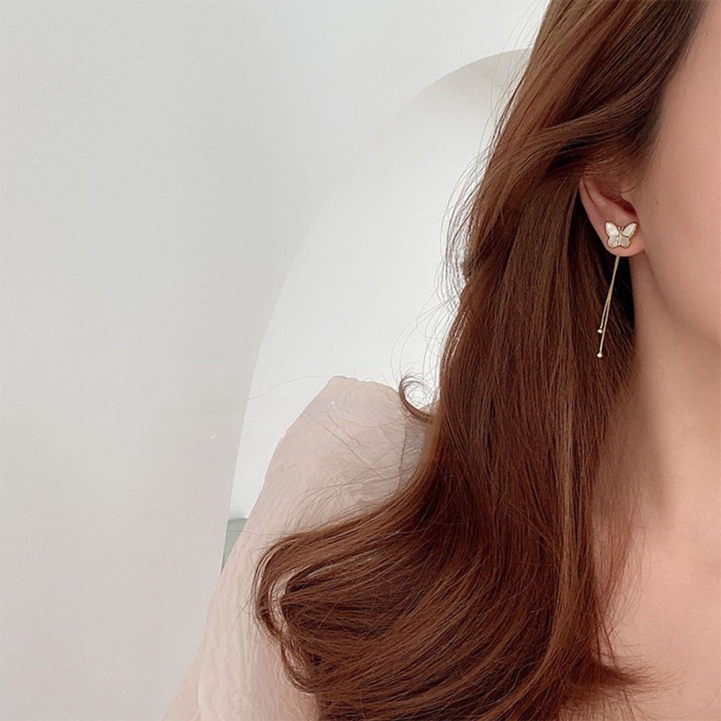 Mới Bông Tai Dáng Dài Hình Bướm Phối Tua Rua Thời Trang Cho Nữ jp7