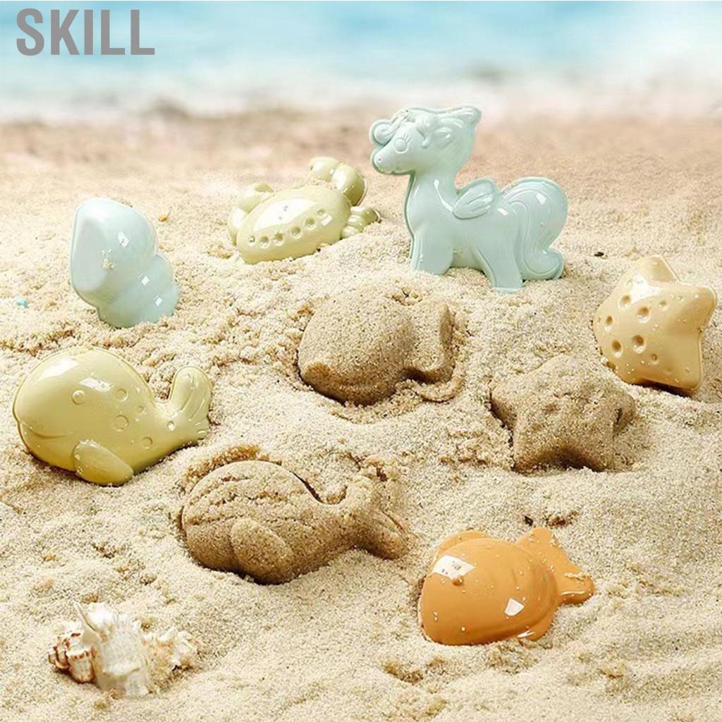 Skill Beach Toys  Plastic Safe Sand Play Set 10PCS Portable for Toddlers