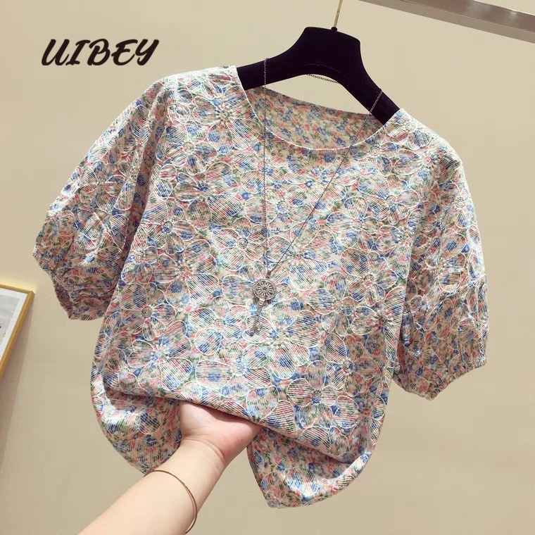 Uibey Bán Sỉ Áo Sơ Mi Voan In Hoa Cá Tính 9513