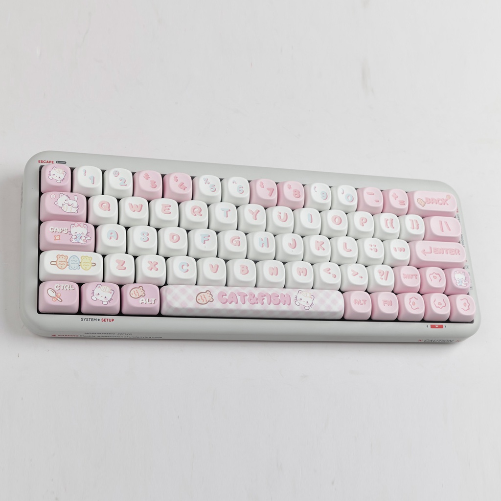 Pbt Nắp Đậy Phím Đàn Cá Mèo Hoạt Hình Màu Hồng / Cá Mập akko a75f87 75 99 104