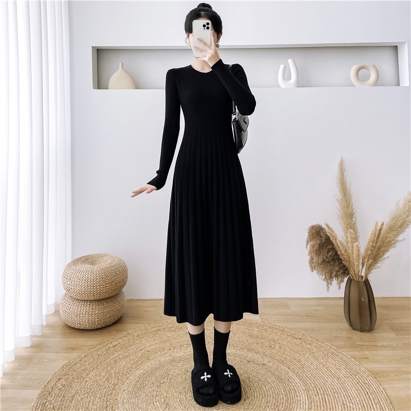 Áo sweater Dệt Kim Tay Dài Xếp Ly Thời Trang Thu Đông Cho Mẹ Bầu