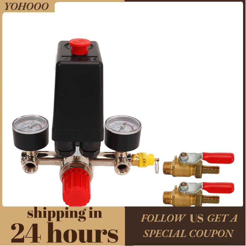 Yohooo Air Compressor Pressure Switch Control Valve Regulator Union Style Ball Automatic for Replacement