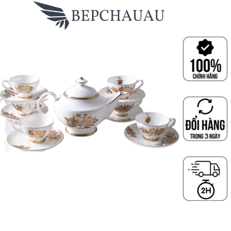 Bộ Ấm Chén Trà Sứ Xương Hoa Cúc Châu Âu Imperial, Bộ Bình Trà Cao Cấp, Nhập Đức, Bepchauau