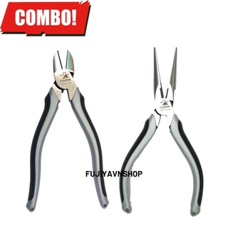 Combo 1 kìm mỏ nhọn lệch tâm fujiya ar-150bg và 1 kìm cắt chéo cường lực lệch tâm fujiya akn-175g