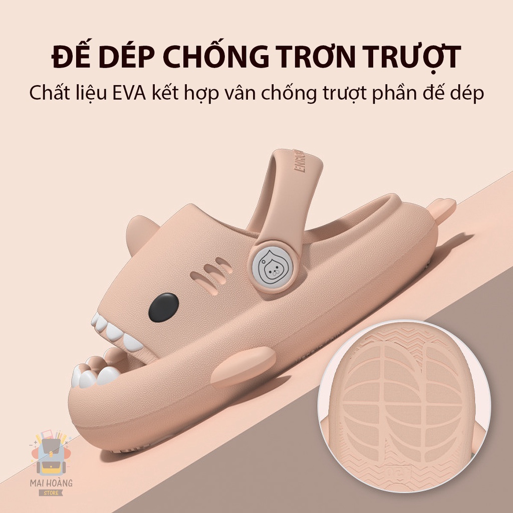 Dép Sandal chống trượt, siêu nhẹ, an toàn cho bé, hình cá mập BABY SHARK 3D cho bé 1-6 tuổi | Chính hãng LATETIME