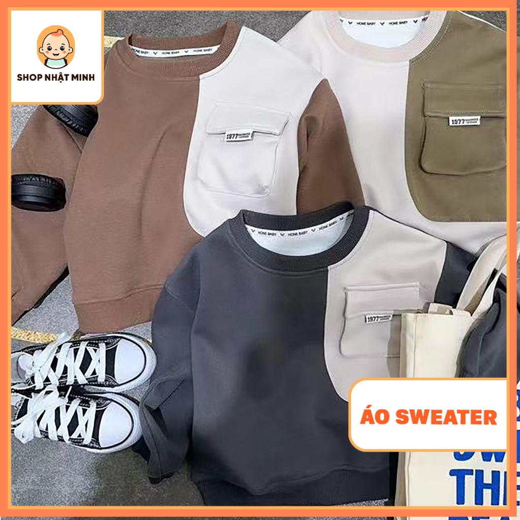 Áo Sweater Nỉ Chất Umi Bé Trai Phối Túi Ngực (Mã 8822) - Áo Nỉ Da Cá Bé Trai