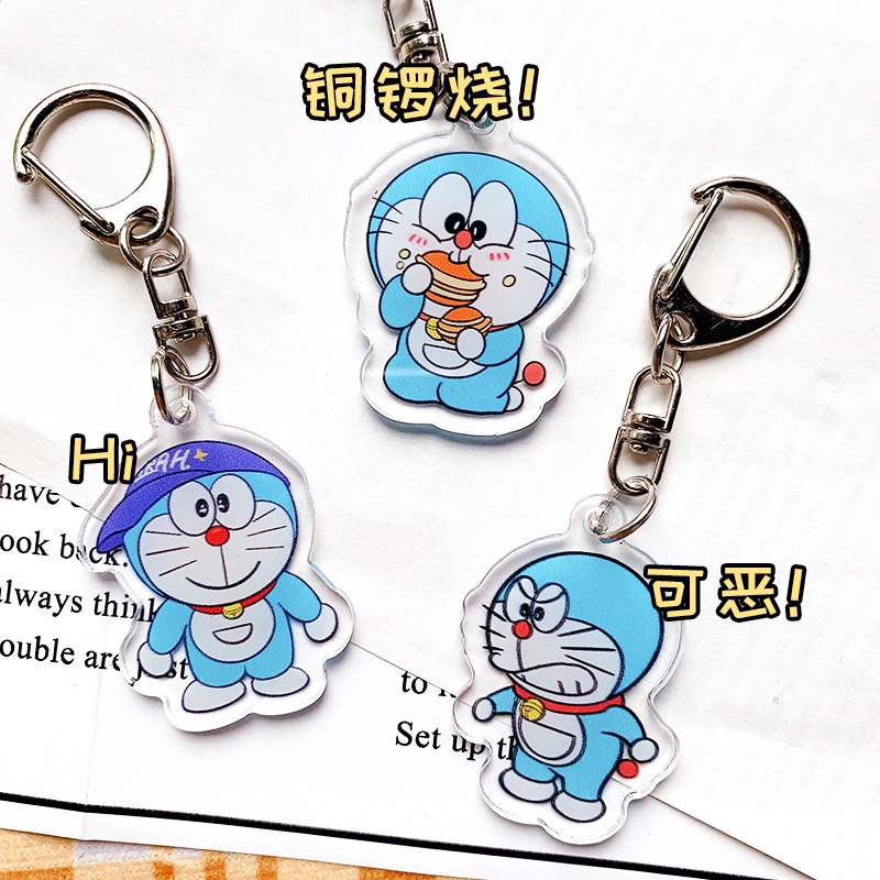 Phim hoạt hình anime acrylic móc khóa Doremon túi mặt dây chuyền Xiaohongshu cặp đôi nổi tiếng internet mặt dây chuyền