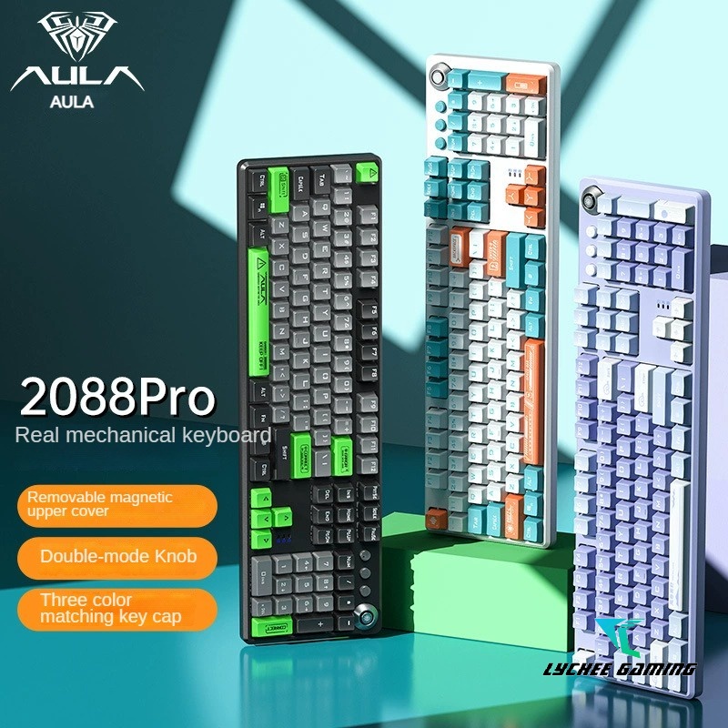 Aula Bàn Phím Cơ Chơi Game Có Dây f2088pro Màu Cầu Vồng Dành Cho Văn Phòng