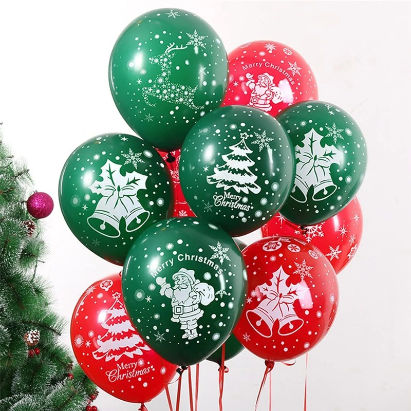 Set 10 Bong Bóng Cao Su 12 inch Trang Trí Giáng Sinh