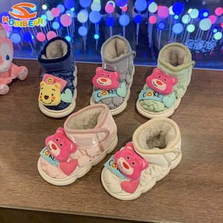 Bobobear / / giày bốt cotton cổ thấp đế mềm dày dặn họa tiết hoạt hình dễ thương cho bé gái