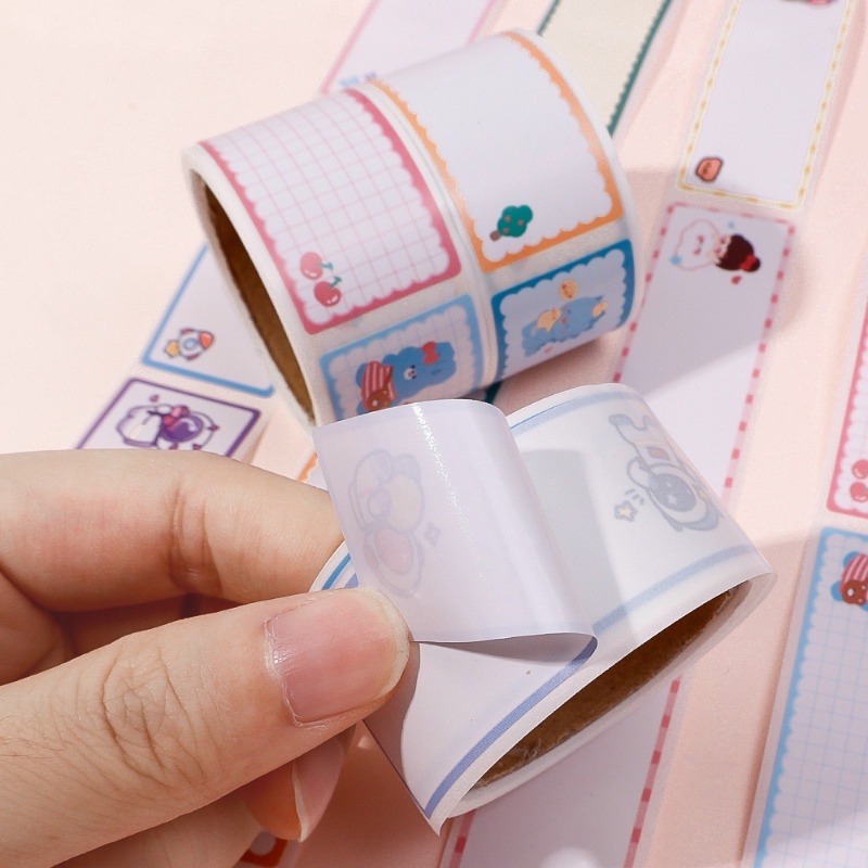Cuộn 60 Miếng Dán Ghi Chú / Cuộn Nhãn Dán Ghi Tên Đa Năng Họa Tiết Động Vật Hoạt Hình Dễ Thương