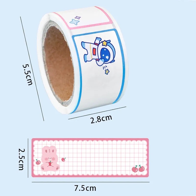 Cuộn 60 Miếng Dán Ghi Chú / Cuộn Nhãn Dán Ghi Tên Đa Năng Họa Tiết Động Vật Hoạt Hình Dễ Thương