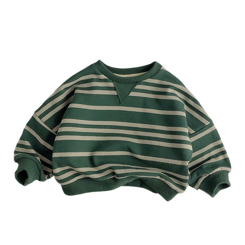 Áo Sweater oversize Kẻ Sọc Bằng Vải cotton Thời Trang Xuân Thu Phong Cách Hàn Quốc Cho Bé Trai Và Gái