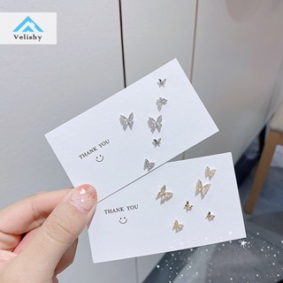 Velishy set 6 Khuyên Tai Hình Bướm Đính Đá zircon Đơn Giản Cho Nữ