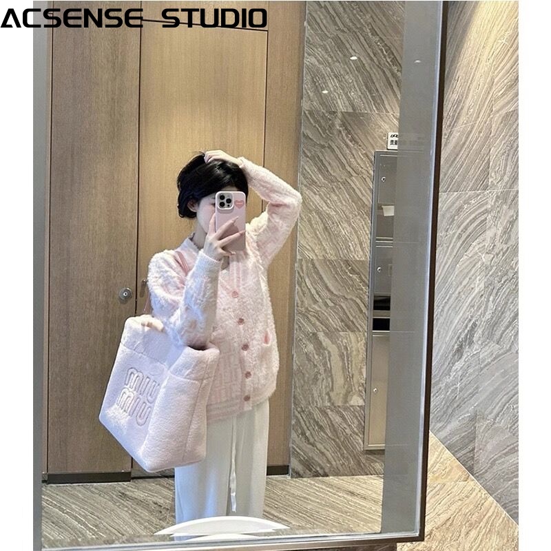 ACSENSE STUDIO Áo Len áo khoác cardigan Comfortable INS Cute Thể thao WMY23906BI 41Z231008