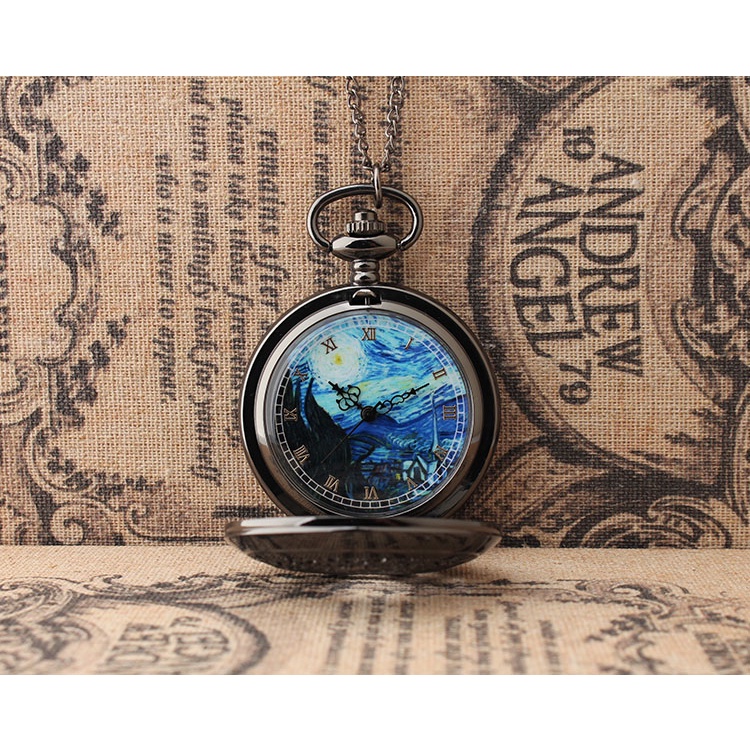 Đồng Hồ Quả Quýt Chạm Khắc Ngôi Sao Mặt Trăng Phong Cách Âu Mỹ 2017