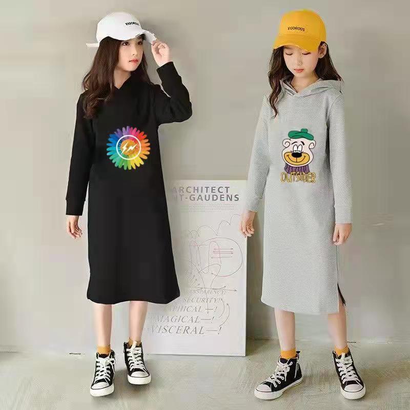 Đầm Hoodie Dáng Dài Qua Gối Thời Trang Thu Đông Hàn Quốc Mới