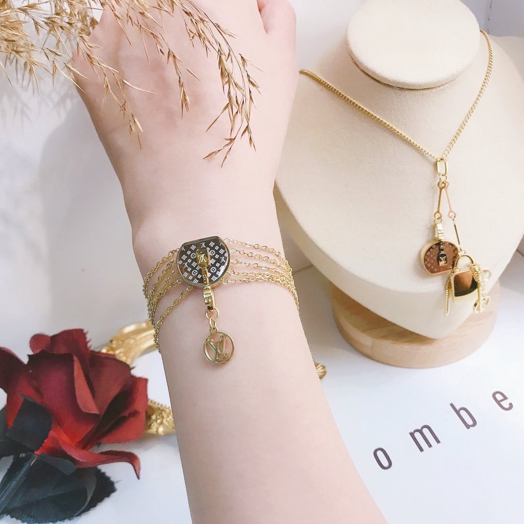 Vòng Tay louis vuitton Bằng Thép Titan Khắc Chữ lv monogram