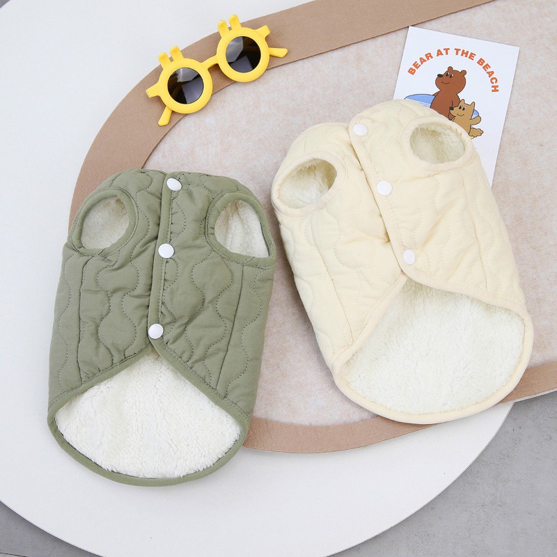 Áo Khoác cotton Dày Dặn Giữ Ấm Có Vòng Kéo Thời Trang Thu Đông Cho Thú Cưng