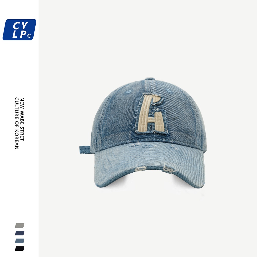 Mũ Lưỡi Trai denim Thêu Chữ Phong Cách Đường Phố Hàn Quốc Cho Nam Nữ