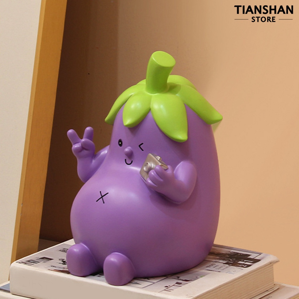 Tianshan Ống Heo Tiết Kiệm Tiền Hình Quả Cà Tím Hoạt Hình Đáng Yêu Sức Chứa Lớn Đa Năng Trang Trí Phòng Khách / Phòng Ngủ Cho Bé