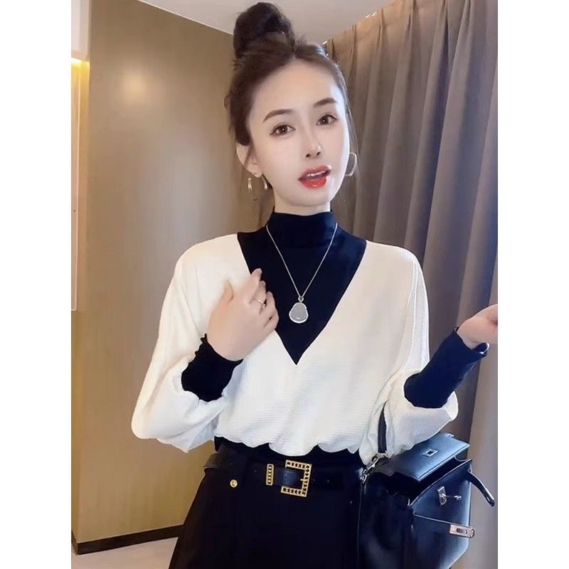 Áo Thun Tay Cánh Dơi Giả Hai Lớp Màu Sắc Phong Cách Phương Tây Thời Trang Mùa Thu 2023 Mới Dành Cho Bạn Nữ 1 Tuổi