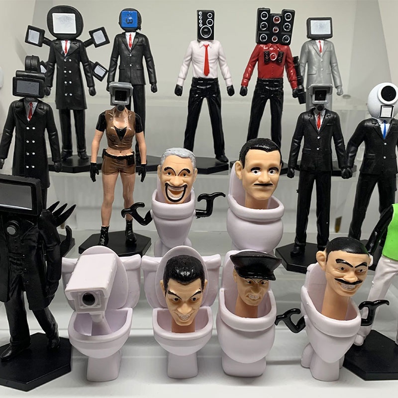 Xả kho Set 12 Mô Hình Đồ Chơi toilet Trượt Tuyết Sáng Tạo Cho Bé tặng kèm xe