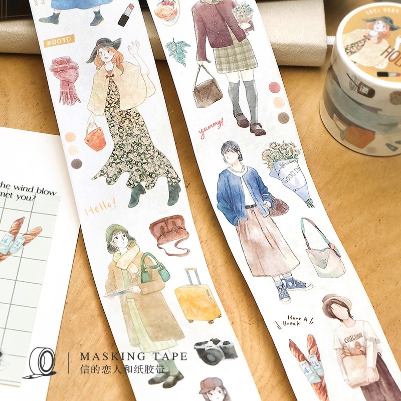 Enwei Cuộn Băng Keo washi 40mm * 3m  Sổ Lưu Niệm Tạp Chí kawaii