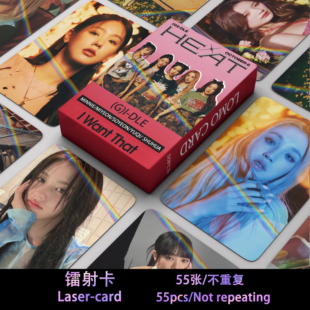 GIDLE Album HEAT Laser Photocard I-DLE Lomo Card Postcard 55pcs/box
