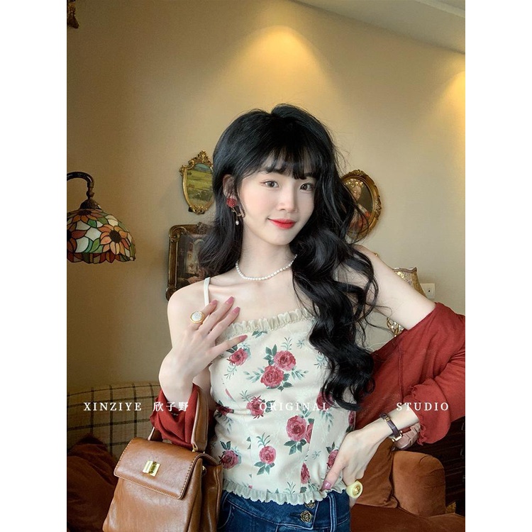 Set Áo Hai Dây Và Áo Khoác cardigan Chống Nắng Phong Cách retro Cho Nữ