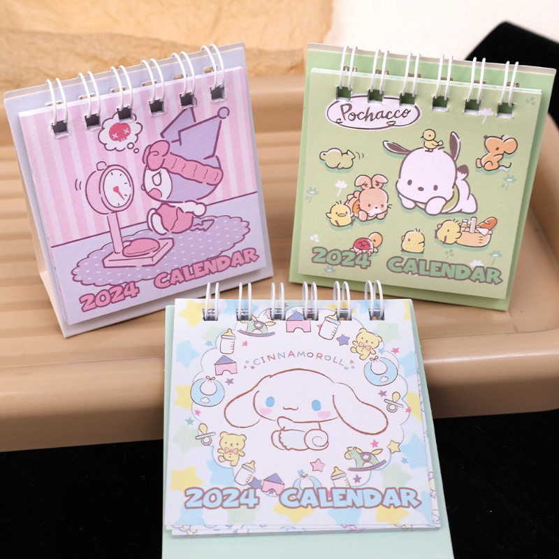 Lịch Để Bàn 2024 mini Họa Tiết Hoạt Hình sanrio Dễ Thương