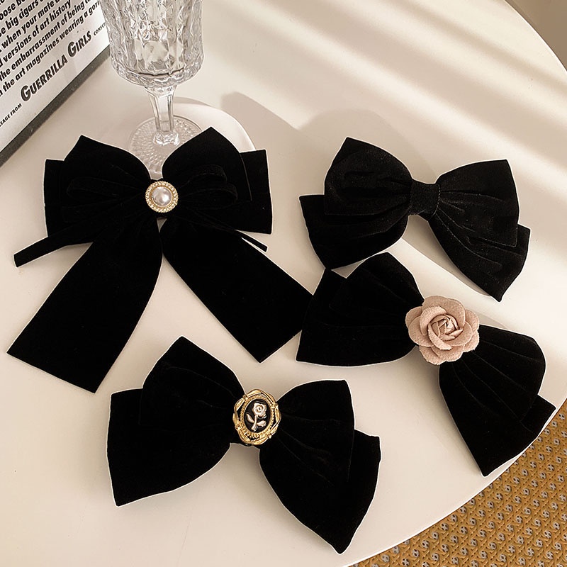 Đen Kẹp Tóc Hình Nơ Phong Cách Hàn Quốc Cao Cấp Cho Nữ