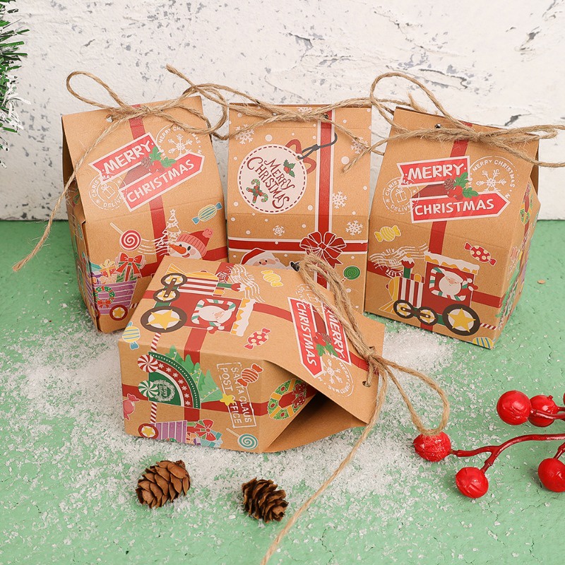 Hộp Giấy kraft Đựng Kẹo / Quà Giáng Sinh / Năm Mới / Ông Già Noel / Người Tuyết
