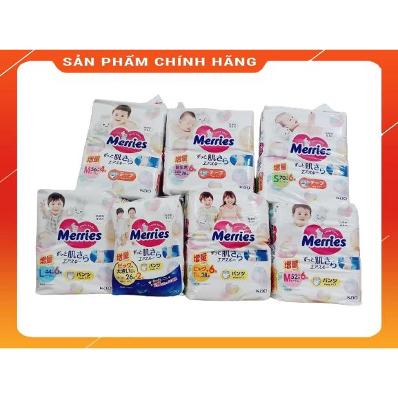 Tã bỉm MERRIES nội địa Nhật dán/quần NB82/S76/M60/M58/L50/XL44 Mama Baby VN