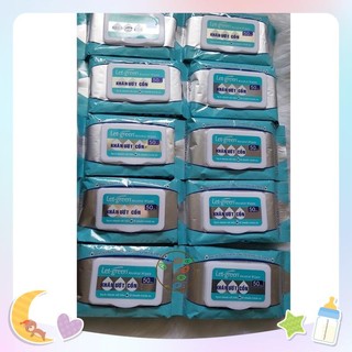 Combo 10 gói Khăn giấy ướt Cồn Let Green 50M