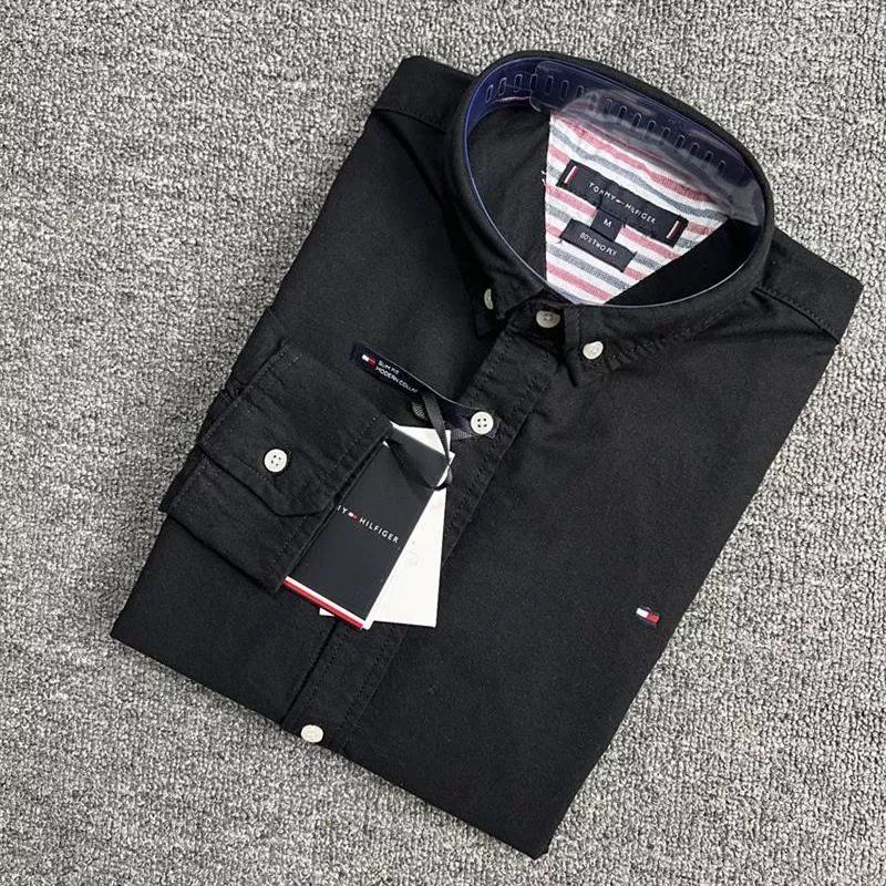 ❤❤❤❤tommy hilfiger long sleeve solid color classic brand shirt men's casual fashion all-match handsome shirt