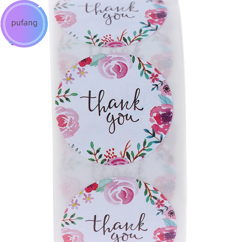 Cuộn 500 Nhãn Dán thank you Họa Tiết Hoa Xinh Xắn vn
