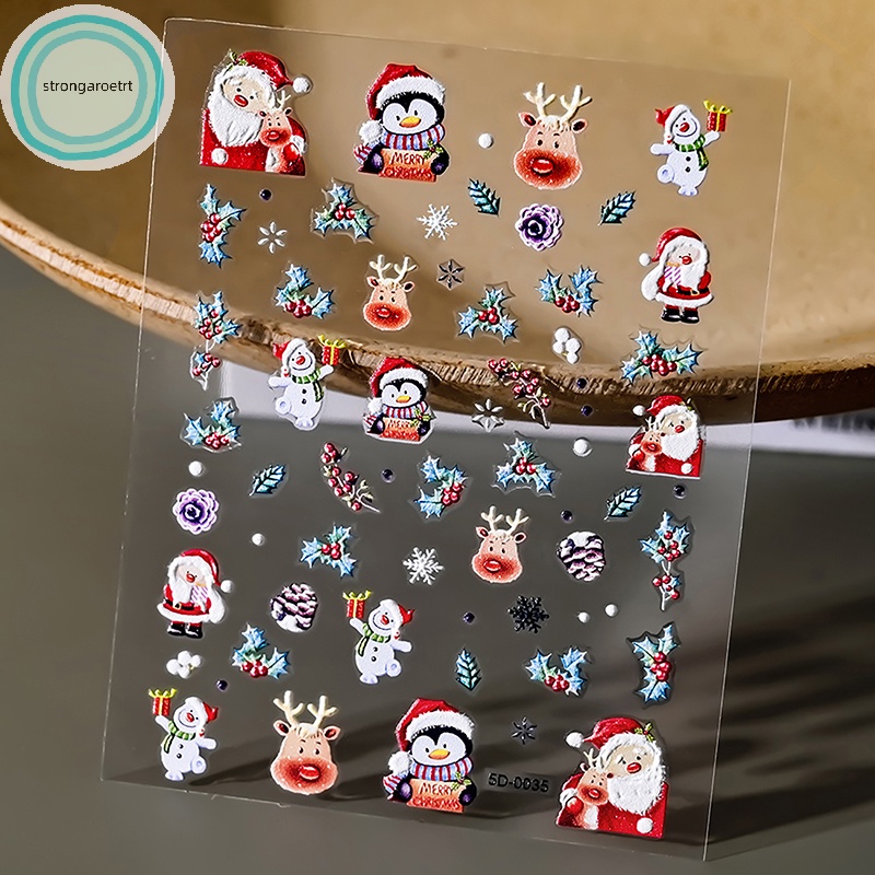 1 Miếng Dán Trang Trí Móng Tay 3d Chủ Đề Giáng Sinh