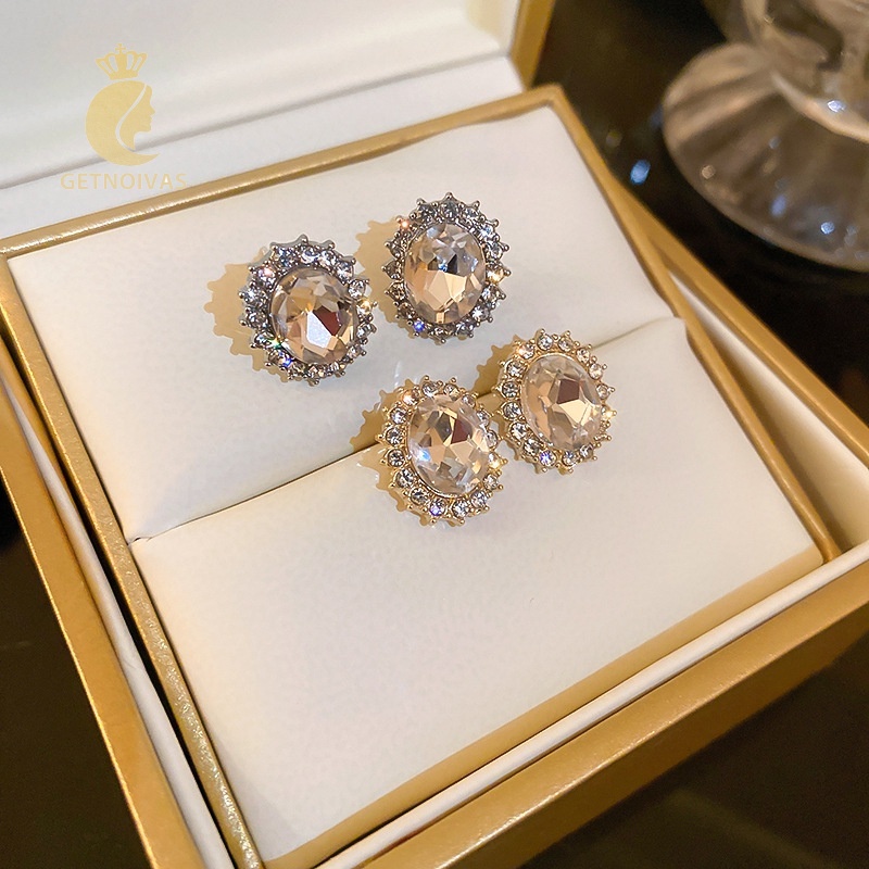 Khuyên Tai Thời Trang Đính Đá Phong Cách Hàn Quốc