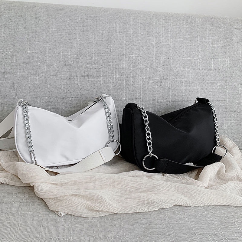 Galcheer Túi Xách Đeo Vai Màu Đen Phối Dây Xích Phong Cách Thời Trang Hàn Quốc Dành Cho Nữ