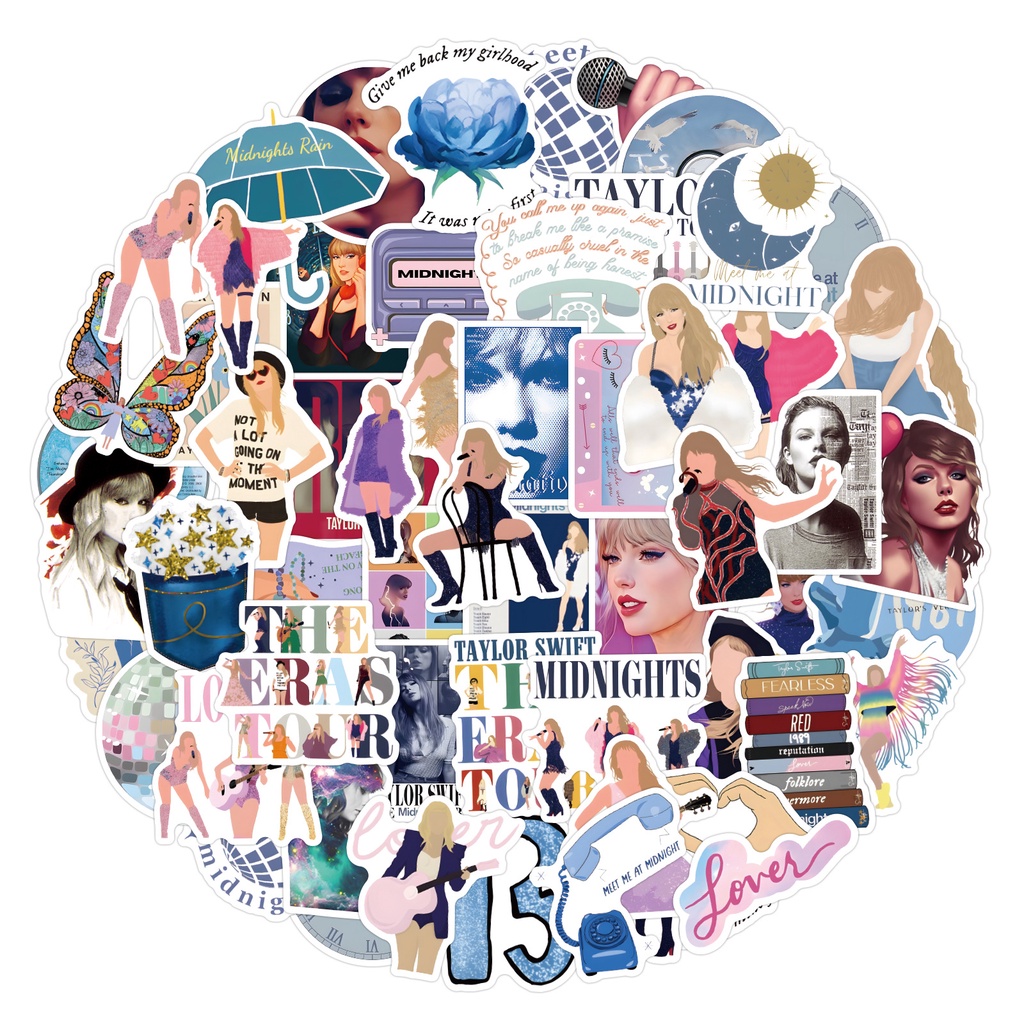 Bộ 60 / 100 / 200 Sticker Dán Trang Trí Mũ Bảo Hiểm Hình Ca Sĩ taylor swift