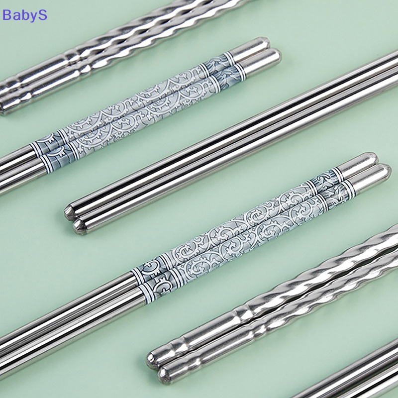 Set 1 / 5 Đôi Đũa Inox Chống Trượt Có Thể Tái Sử Dụng