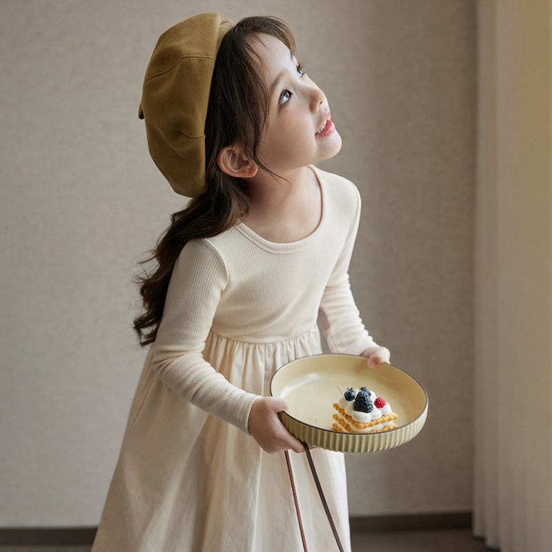 Đầm Dệt Kim Tay Dài Phong Cách Hàn Quốc Cho Bé Gái