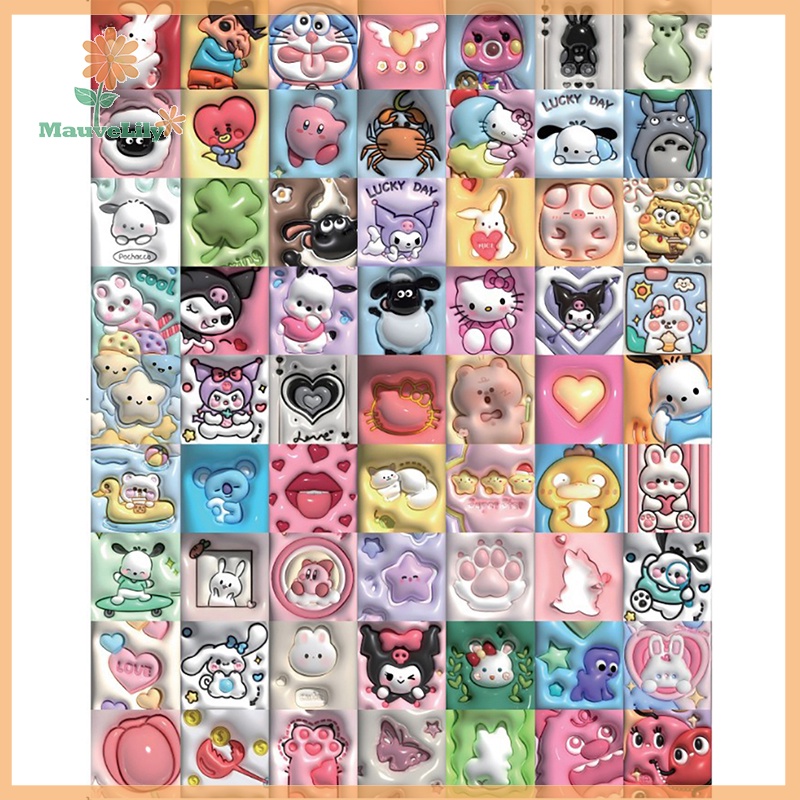 Set 100 Sticker 3d Hình kuromi my melody Dễ Thương Dán Trang Trí laptop