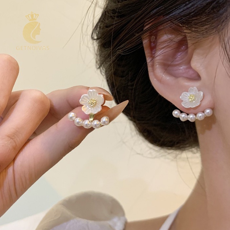 One Bông Tai Hoa Đính Ngọc Trai Nhân Tạo Thanh Lịch Thời Trang