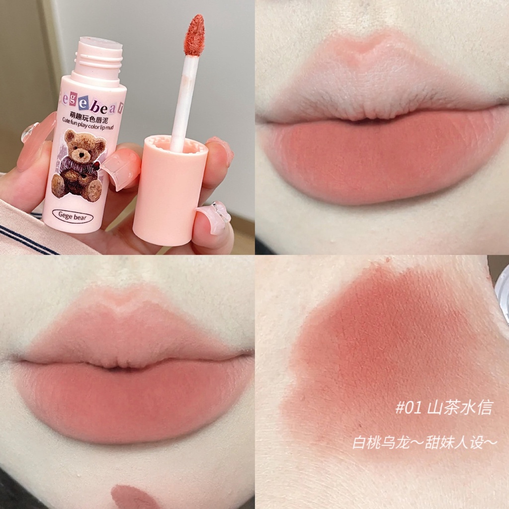 Gege bear Son Môi Dạng Kem Đất Sét Mềm Mịn Không Nhuộm Màu Giá Rẻ Cho Học Sinh