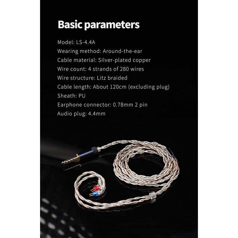 Fiio Dây Cáp Tai Nghe Cân Bằng Mạ Bạc ls-4.4a 4.4mm Sang 0.78mm 2pin Cho fd11 fd3