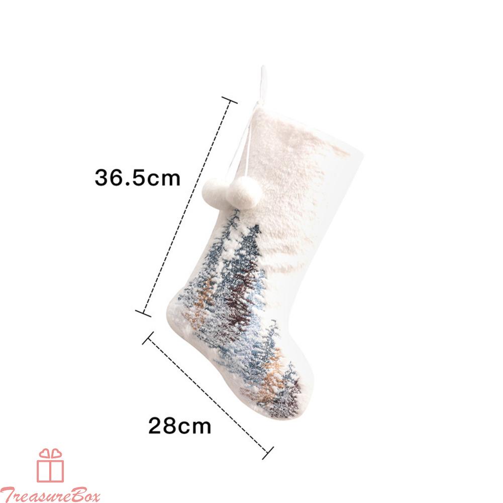 Xmas Tree Hanging Decor with Christmas Stocking Doll Sock in White Knit Material