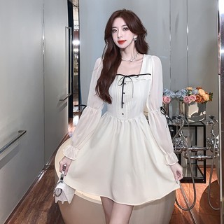 Đầm Cổ Vuông Nhấn Eo Cao Thời Trang Hàn Quốc Cho Nữ